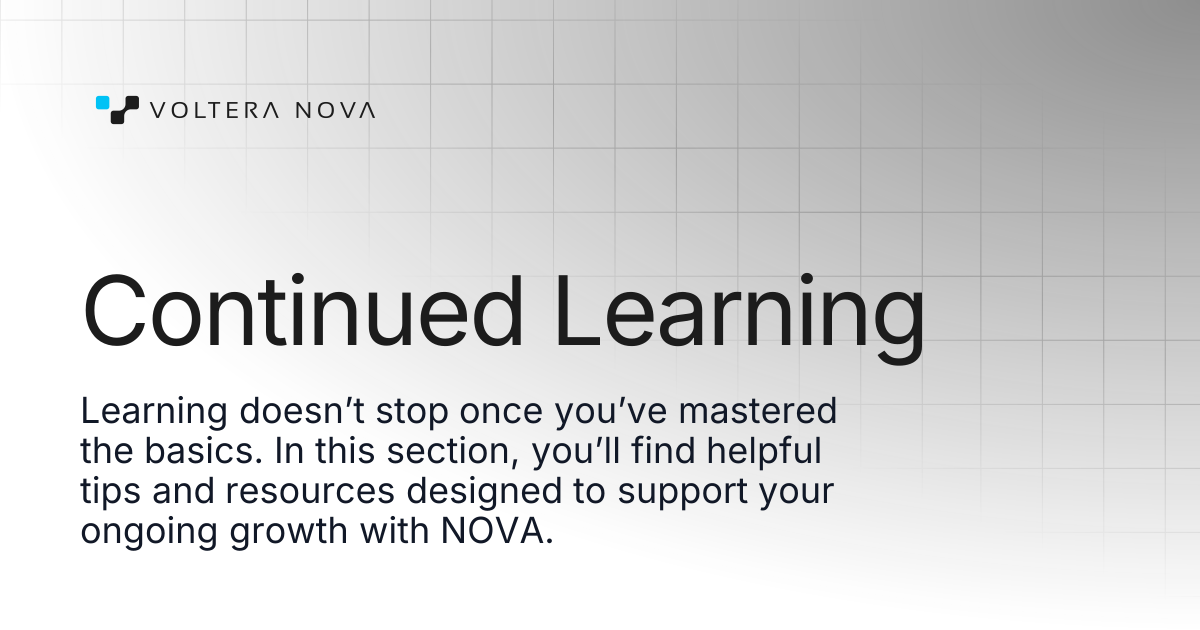 Continued Learning | NOVA | Voltera Docs
